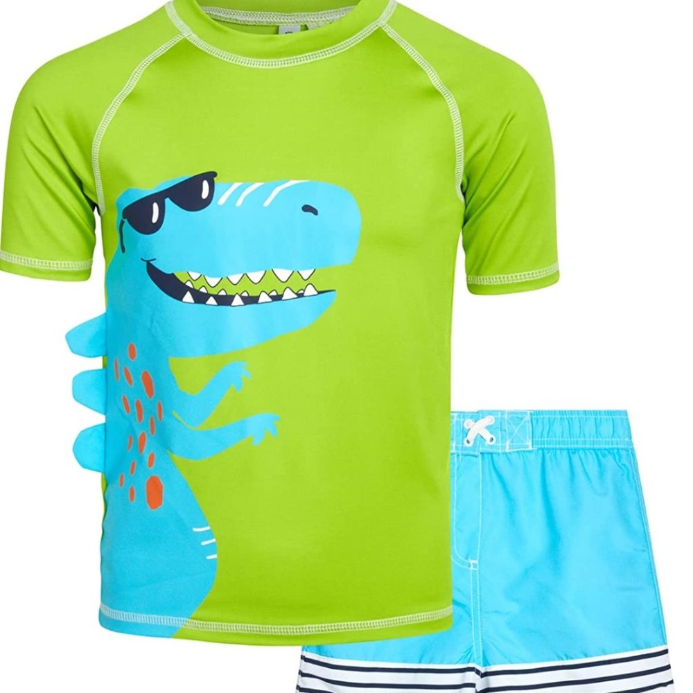 🦖 Toddler Rash Guard Swimsuit Set – 2-Piece UPF 50+ Dinosaur 🦕